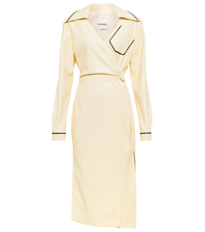 Photo: Nanushka - Berna faux leather wrap midi dress