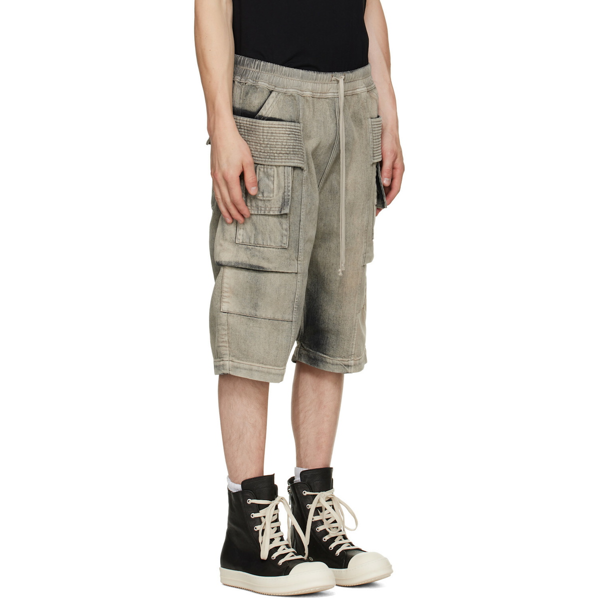 Rick Owens DRKSHDW Tan Tower Creatch Cargo Pods Shorts