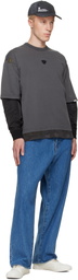 AAPE by A Bathing Ape Gray Moonface Logo Long Sleeve T-shirt