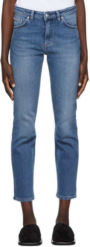 Photo: Totême Blue Straight-Leg Cropped Jeans