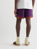 BODE - Straight-Leg Embroidered Cotton Shorts - Purple