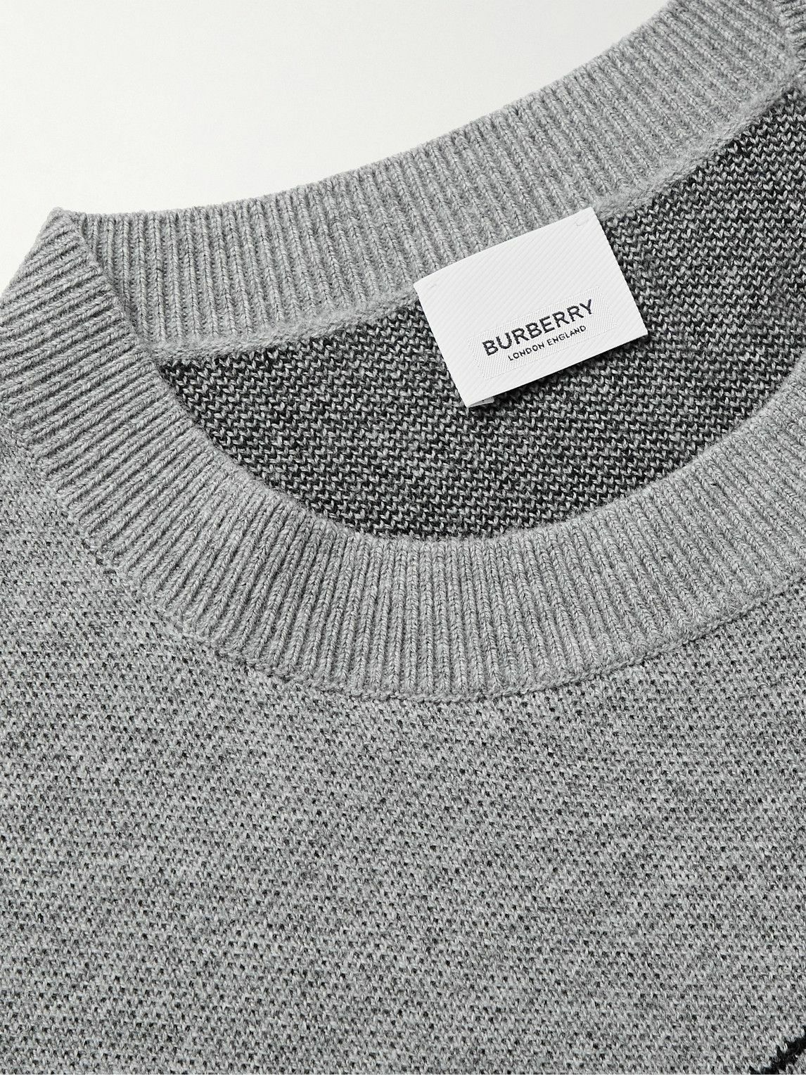 Burberry - Logo-Jacquard Wool Sweater - Gray Burberry