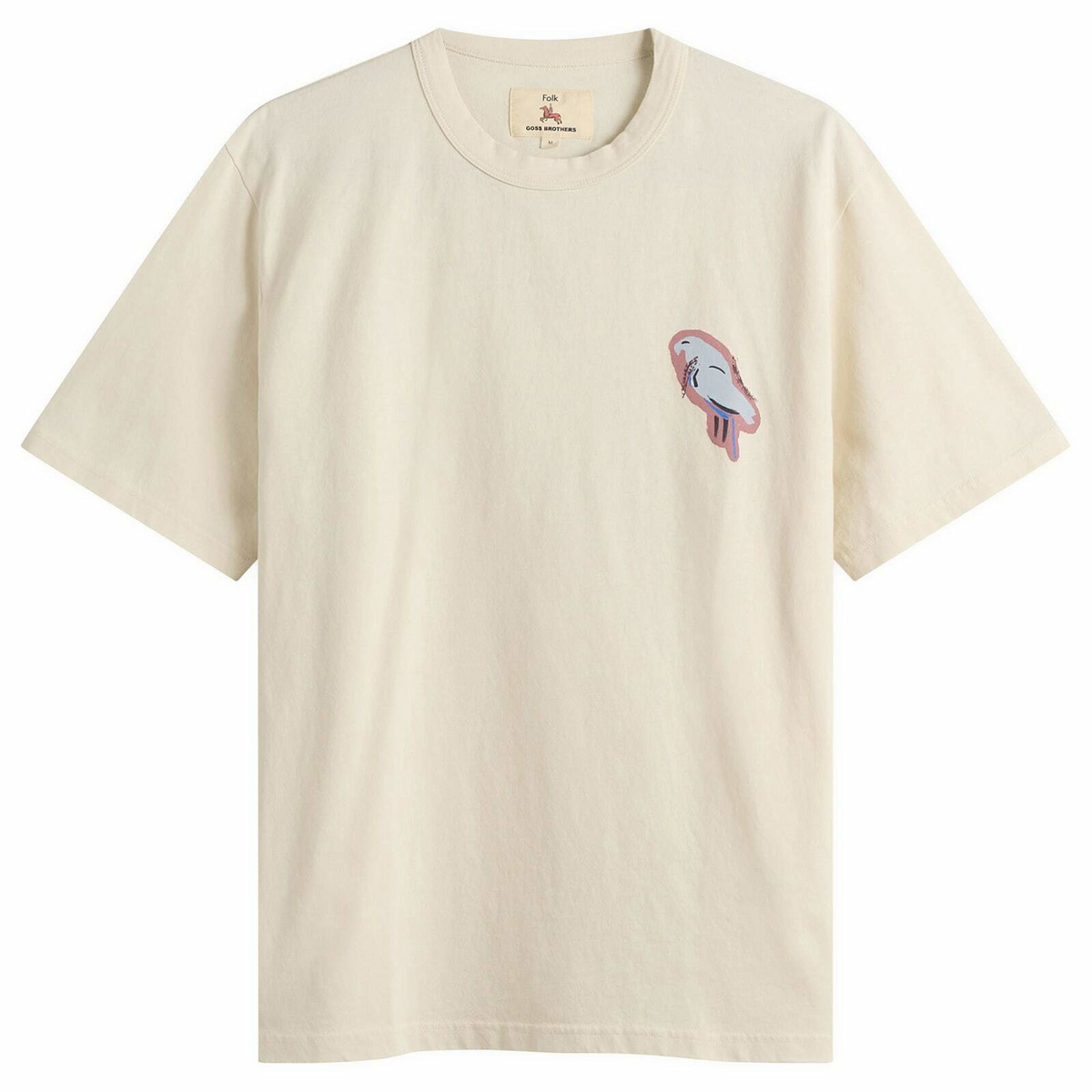 Folk Men's Relaxed T-Shirt in Ecru Parrot Print