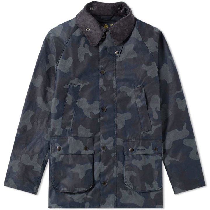 Photo: Barbour Heritage Waxed Camo SL Bedale Jacket Blue
