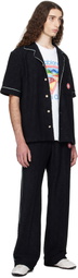 Casablanca Black Monogram Jacquard Towelling Short Sleeve Shirt