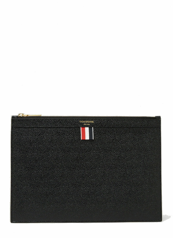 Photo: Tri-Stripe Zipped Small Tablet Pouch in Black