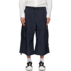 Y-3 Navy Seersucker Brace Sporty Trousers