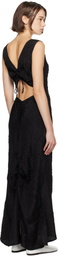 Silk Laundry Black Crinkle Peek-A-Boo Maxi Dress
