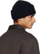 Acne Studios Black Ribbed Face Logo Beanie
