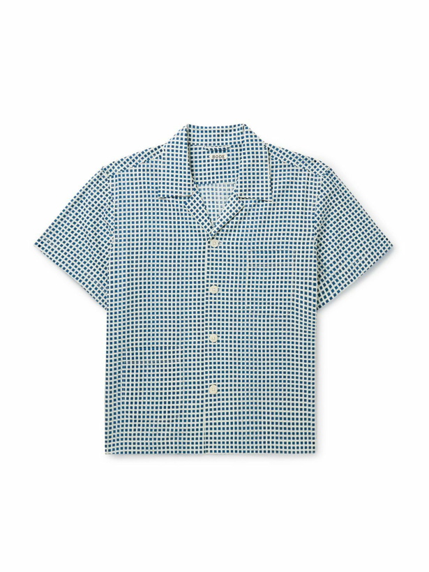 Photo: BODE - Hyannis Camp-Collar Checked Cotton-Voile Shirt - Blue