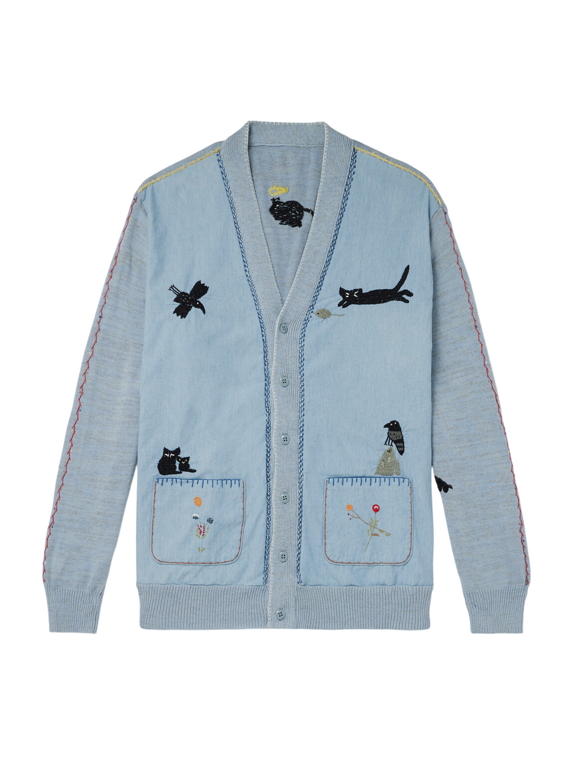 KAPITAL - Logo-Intarsia Cable-Knit Wool-Blend Cardigan - Neutrals KAPITAL - Logo-Intarsia Cable-Knit Wool-Blend Cardigan - Neutrals