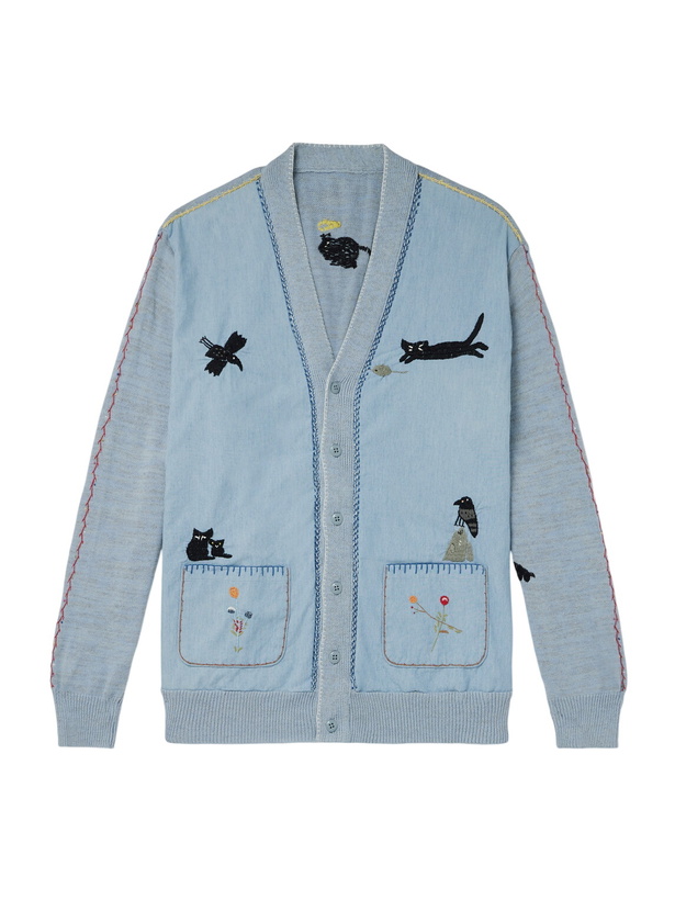 Photo: KAPITAL - Embroidered Chambray and Cotton Cardigan - Blue