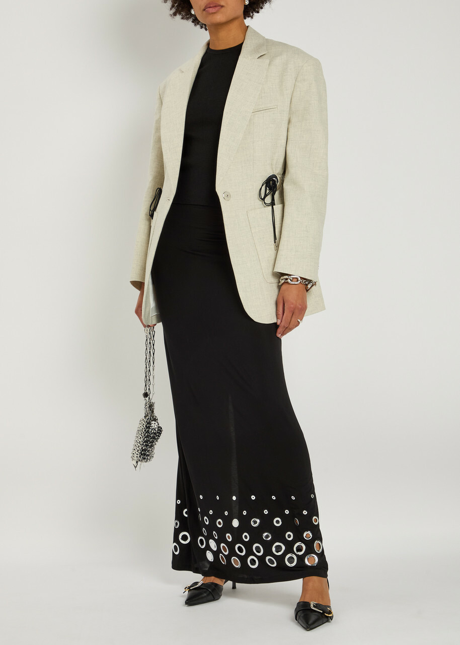 Rabanne Embellished Wool-blend Blazer Grey