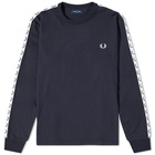 Fred Perry Authentic Men's Long Sleeve Taped Logo T-Shirt in Navy