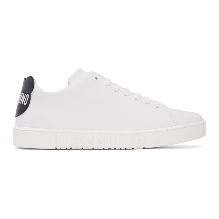 Photo: Moschino White Leather Teddy Patches Sneakers