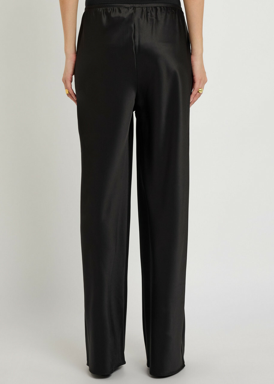 Reformation Gale Straight-leg Satin Trousers Black