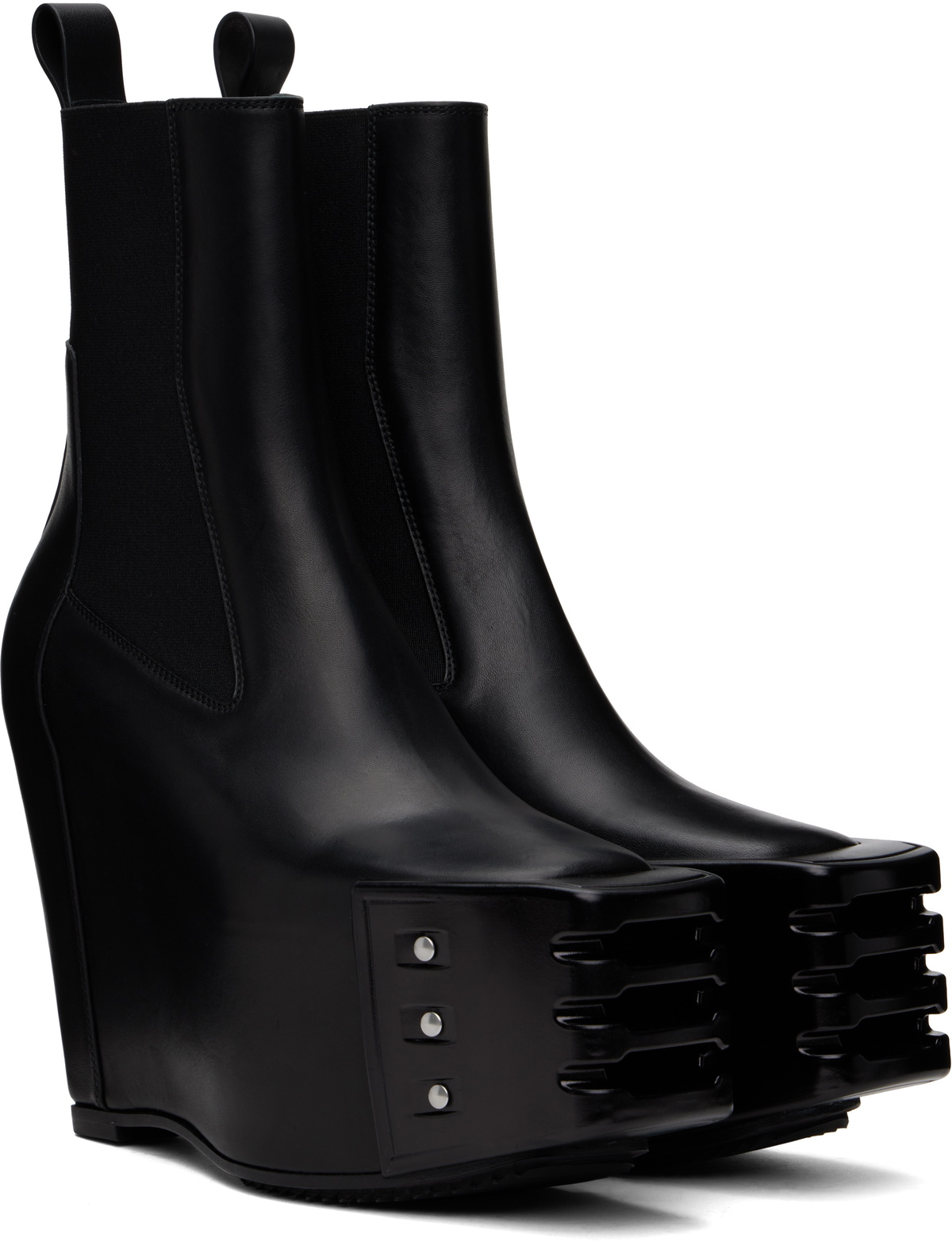 Rick Owens Black Porterville Grilled Wedge Beatle Chelsea Boots