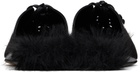 Simone Rocha Black Pointed-Toe Faux-Fur Slippers