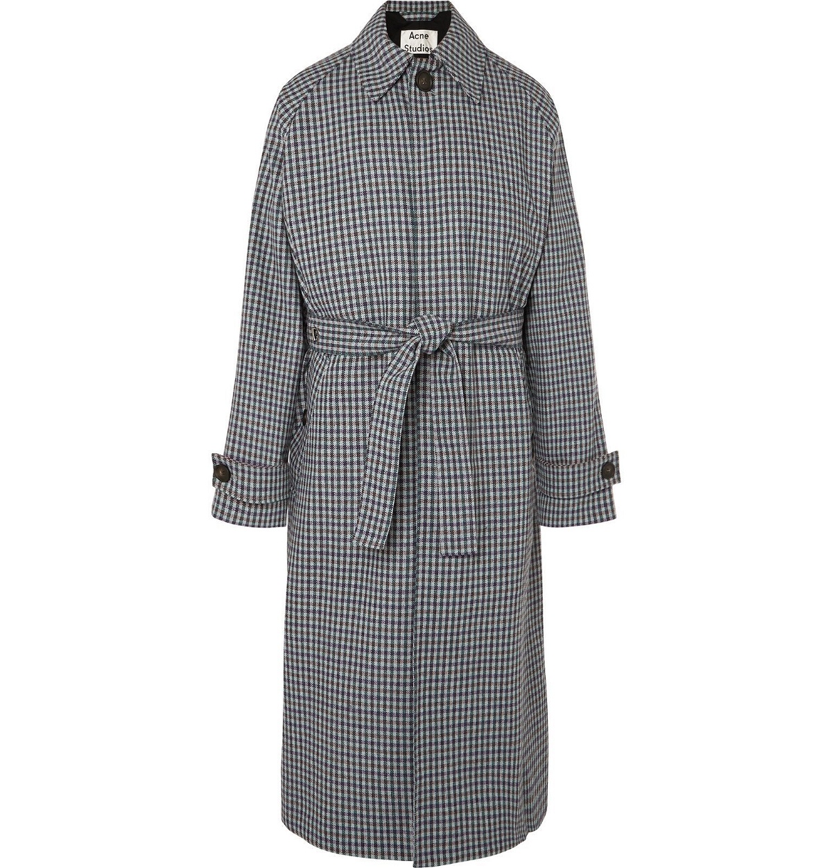 Acne Studios - Oversized Belted Gingham Wool-Blend Coat - Green Acne ...
