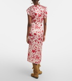 Isabel Marant Lindsay floral ruched jacquard midi dress