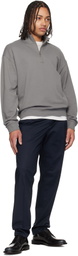 Hugo Gray Cotton Terry Logo-Print Sweatshirt