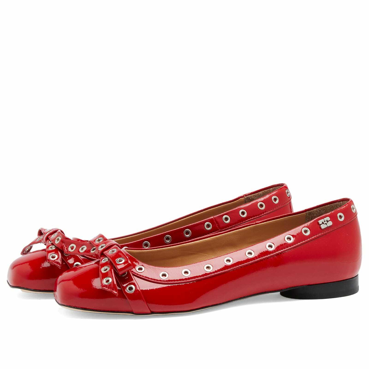 靴 Eyelets Bow Ballerina Naplack GANNI Ganni Eyelets Bow Ballerina Naplack in Black | Lyst