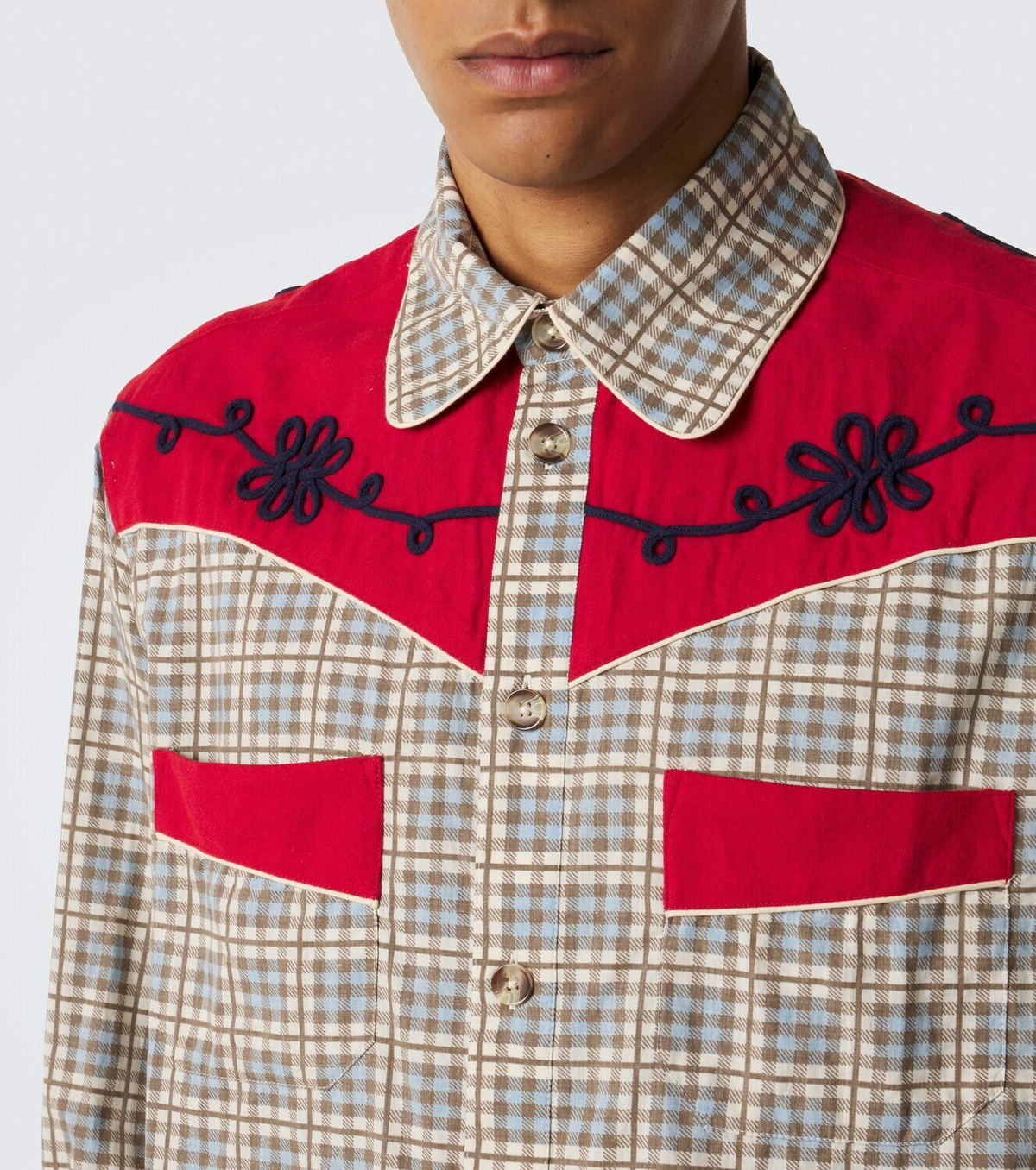 Bode River City checked cotton poplin Western shirt