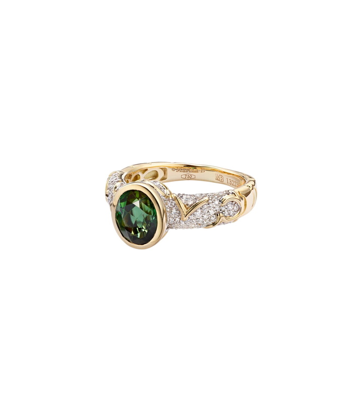 Photo: Marina B Ondine 18kt yellow gold ring with diamonds and green tourmaline