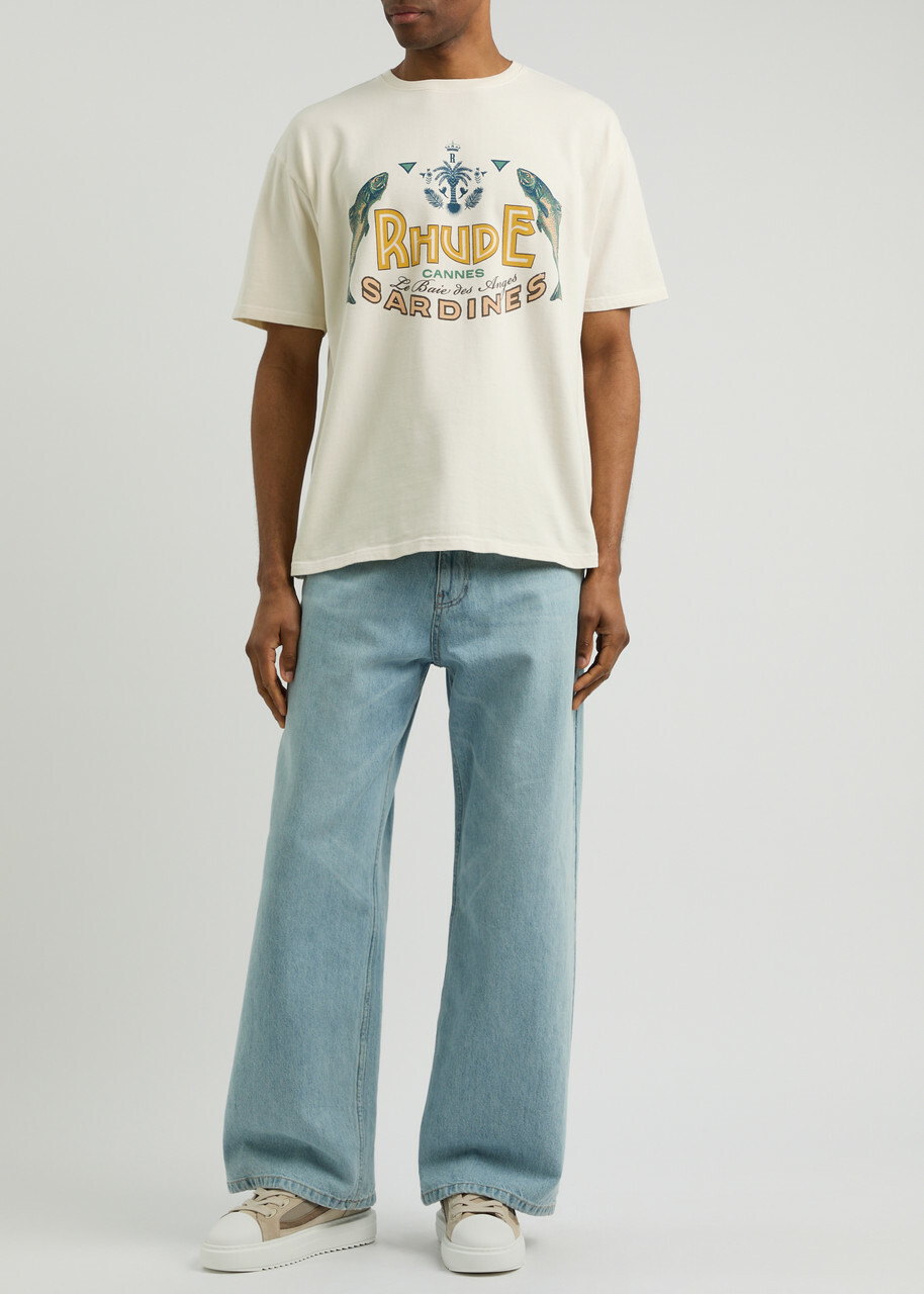 Rhude Sardines Printed Cotton T-shirt White Rhude