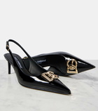 Dolce&Gabbana Logo leather slingback pumps