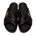 Fendi Black and Gold Baguette Sandals