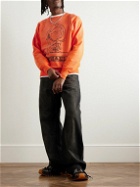 SAINT Mxxxxxx - Michael Distressed Printed Cotton-Jersey Sweatshirt - Orange