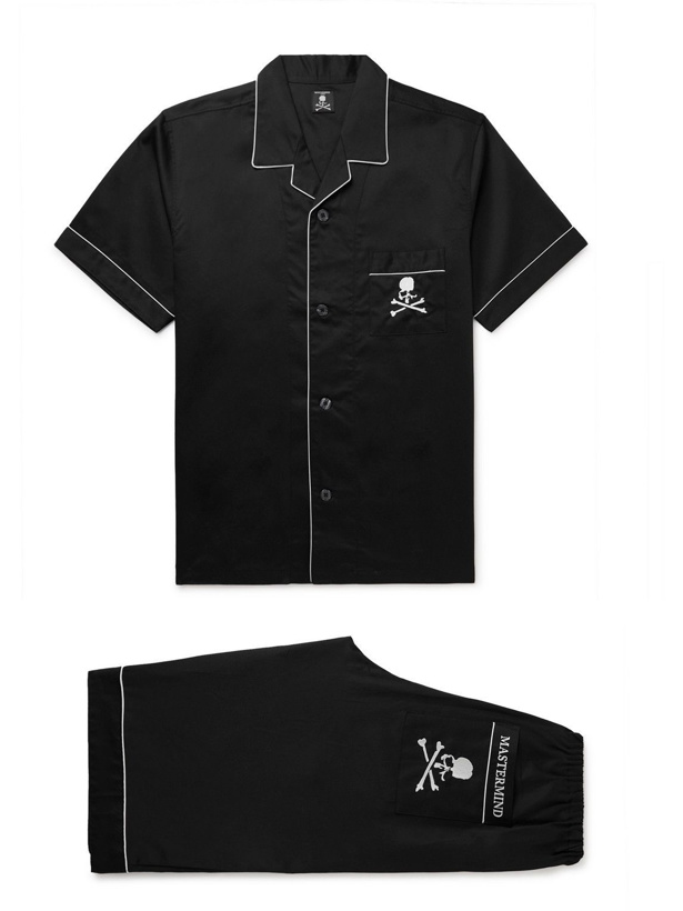 Photo: Mastermind World - Logo-Embroidered Cotton-Poplin Pyjama Set - Black