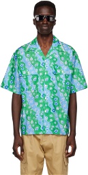 Marni Green Stripy Flower Bowling Shirt