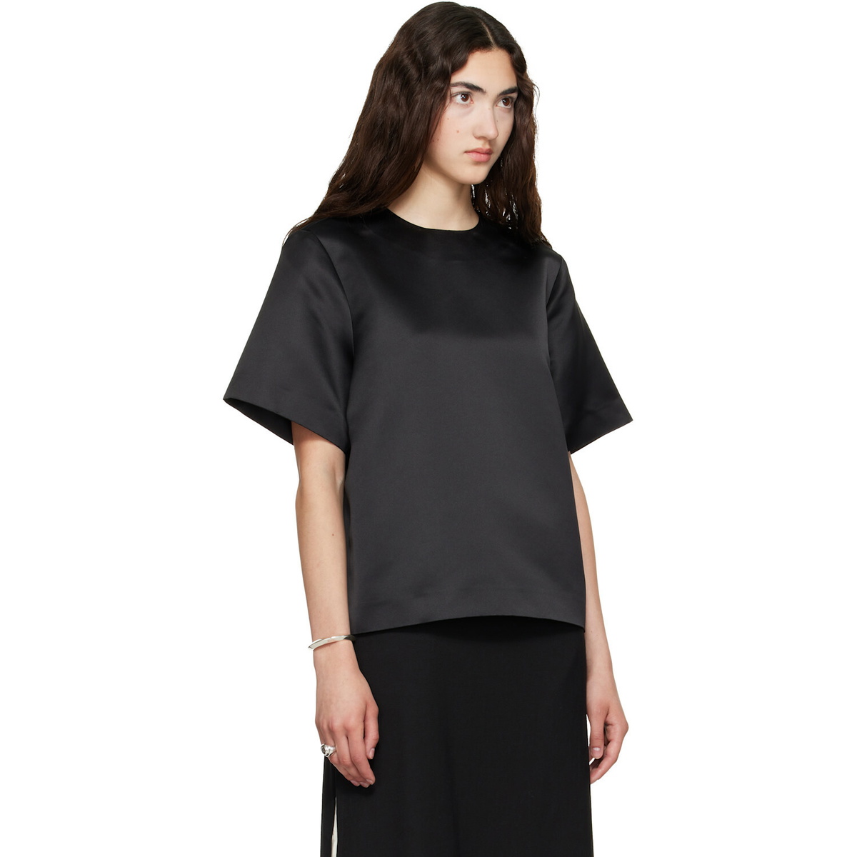 TOTEME Black Duchess Satin T-shirt