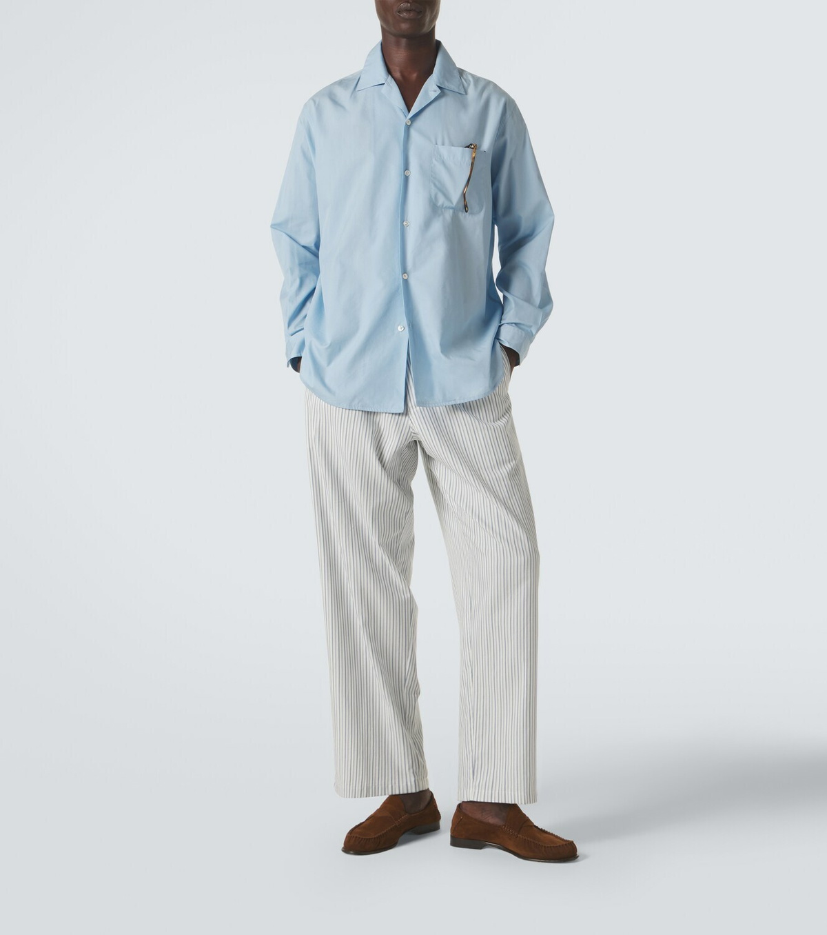 Umit Benan Julian striped cotton wide-leg pants