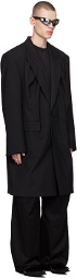 We11done Black Shirring Single-Breasted Coat