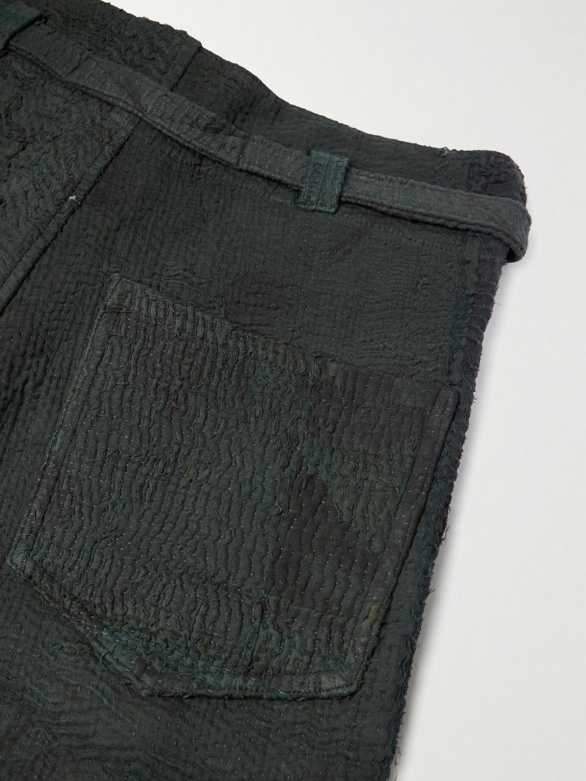 Kartik Research - Kantha Fauji Straight-Leg Cotton Trousers - Black