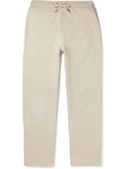 AMI PARIS - Tapered Logo-Embroidered Organic Cotton-Jersey Track Pants - Neutrals