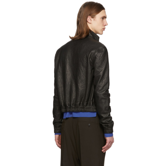 Rick Owens Black Leather IES Bomber Jacket Rick Owens