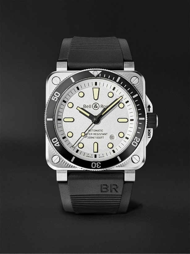 Photo: Bell & Ross - BR 03-92 Diver Automatic 42mm Stainless Steel and Rubber Watch, Ref. No. BR0392-D-WH-ST/SRB