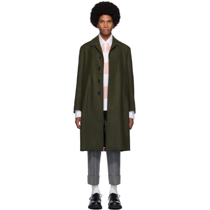Photo: Thom Browne Green Melton Relaxed Unconstructed Coat