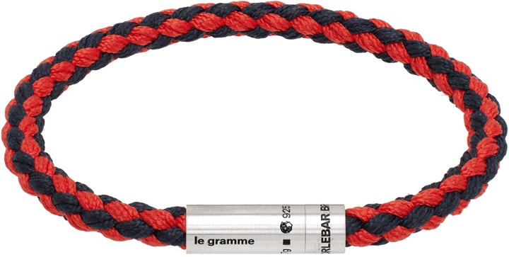 Photo: Le Gramme Navy & Red 'Le 7g' Nato Cable Bracelet