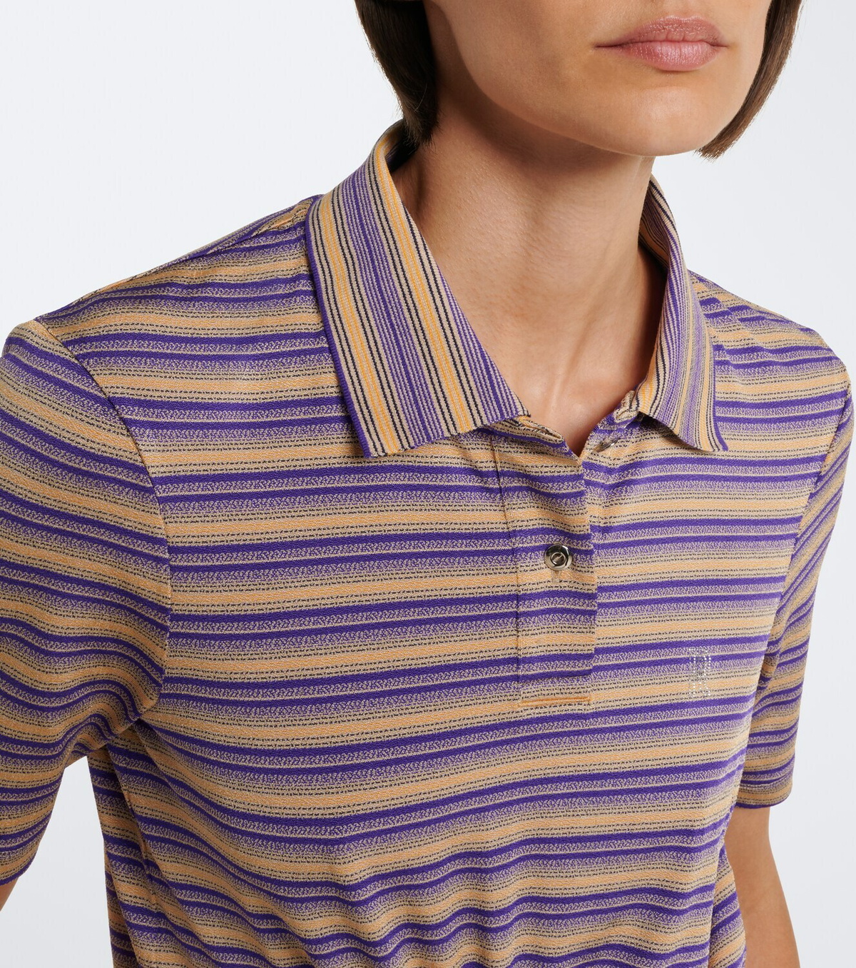 Rabanne Cutout gathered striped crêpe top