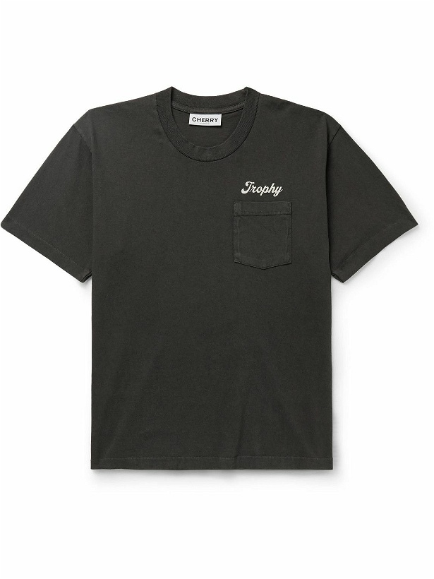Photo: Cherry Los Angeles - Trophy Logo-Print Garment-Dyed Cotton-Jersey T-Shirt - Black