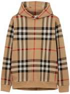BURBERRY - Check Motif Cotton Hoodie