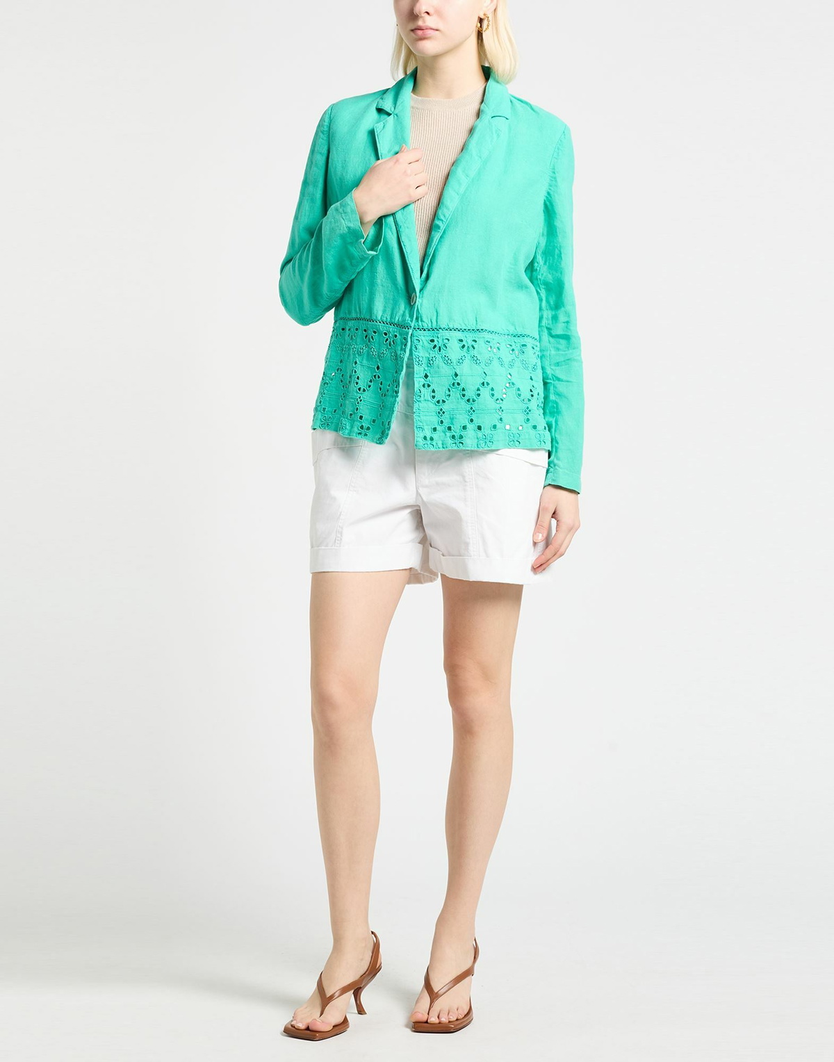120% Lino Womens Blazer in Green