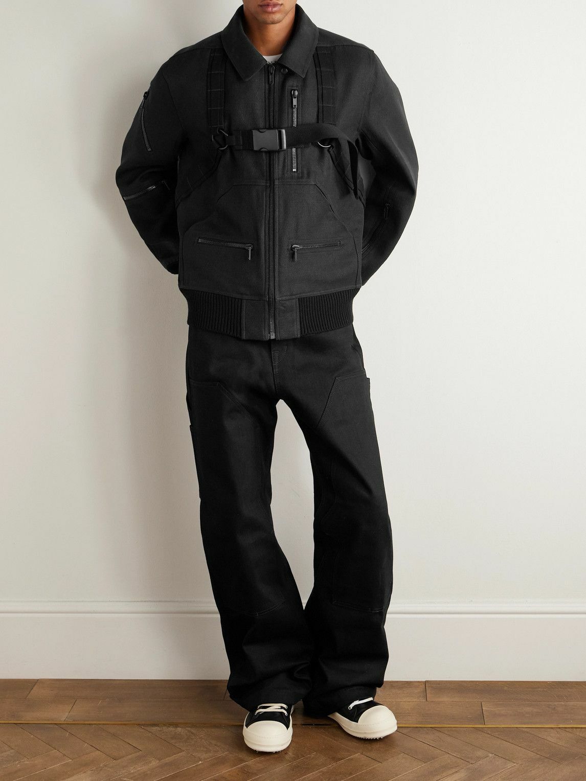 Rick Owens - Belted Linen and Wool-Blend Bomber Jacket - Black