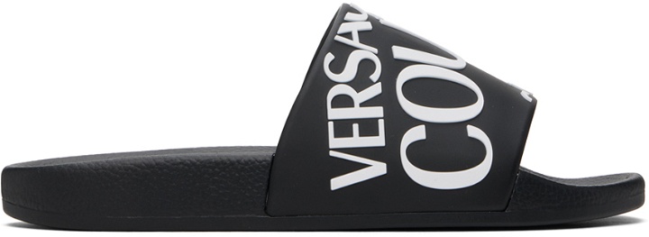 Photo: Versace Jeans Couture Black Embossed Pool Slides