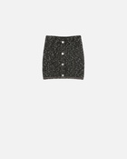 Pinko Bouclé Knit Mini Skirt With Sequins Black/Brown/White